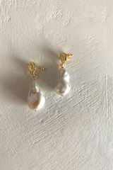 Baroque on Gold Stud Earrings