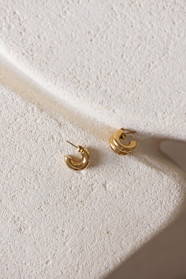 Mini Double Cuff Earrings in Gold