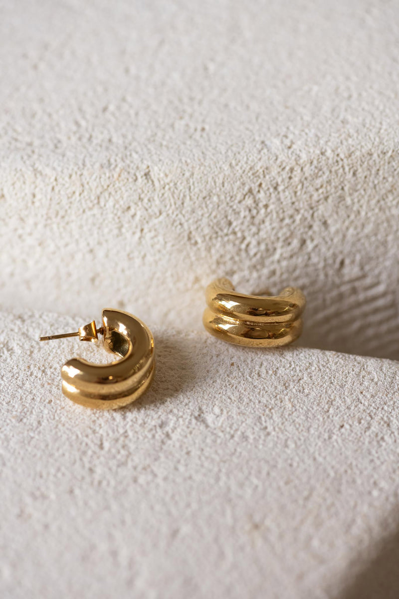 Double Cuff Earrings in Gold